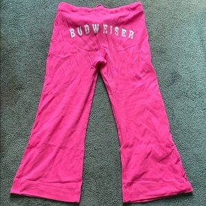 Pink Budweiser cropped flared sweats!